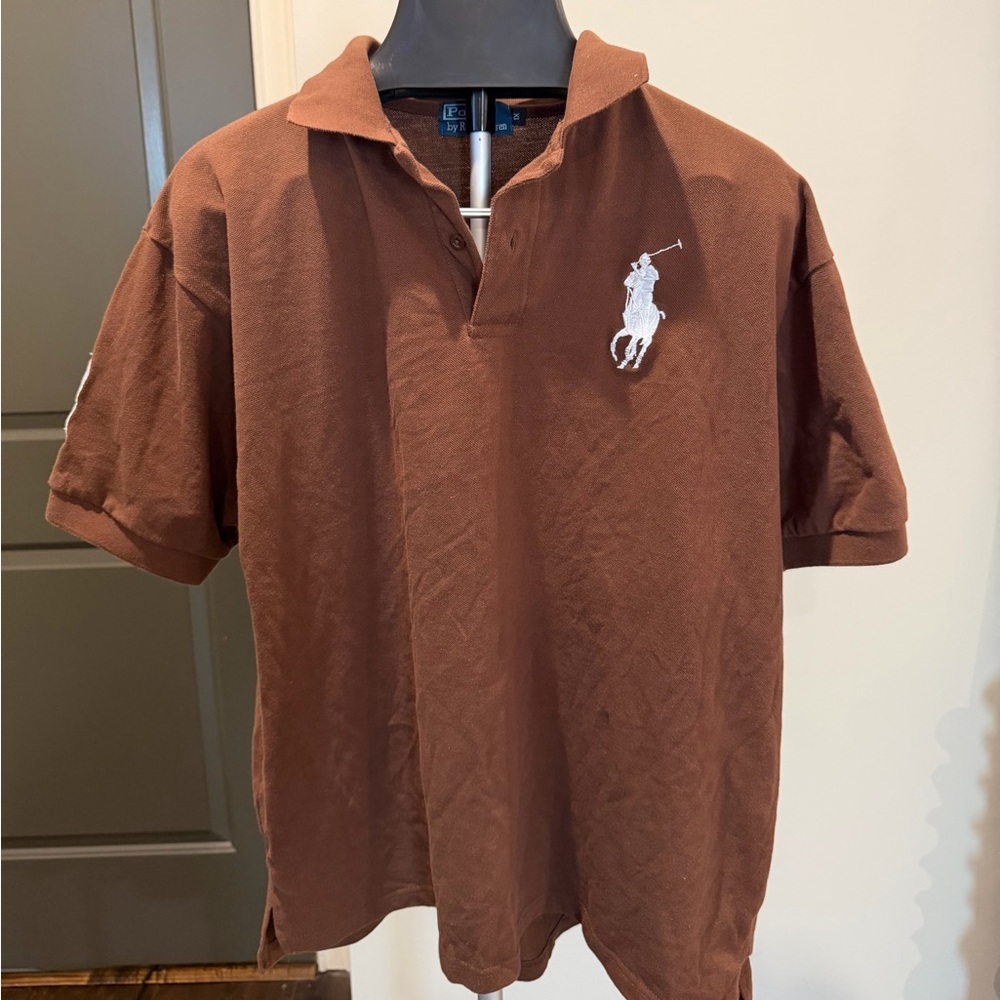 Polo Ralph Lauren Big Pony Brown Polo Shirt Men’s 1X #3 Sleeve Custom Fit